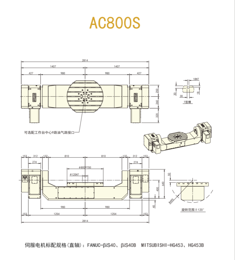 古田800五轴转台